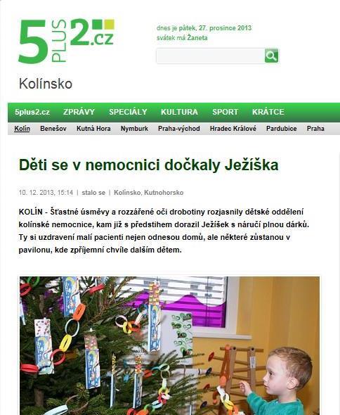 Děti se v nemocnici dočkaly Ježíška