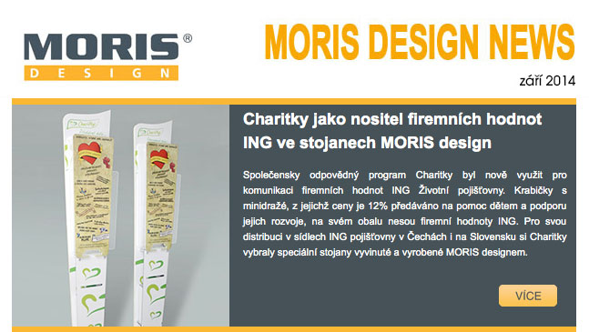 Charitky jako nositel firemních hodnot ING ve stojanech MORIS design